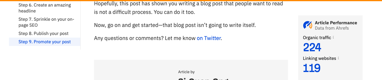 Ahrefs blog post conclusion showing an emotional impression ending