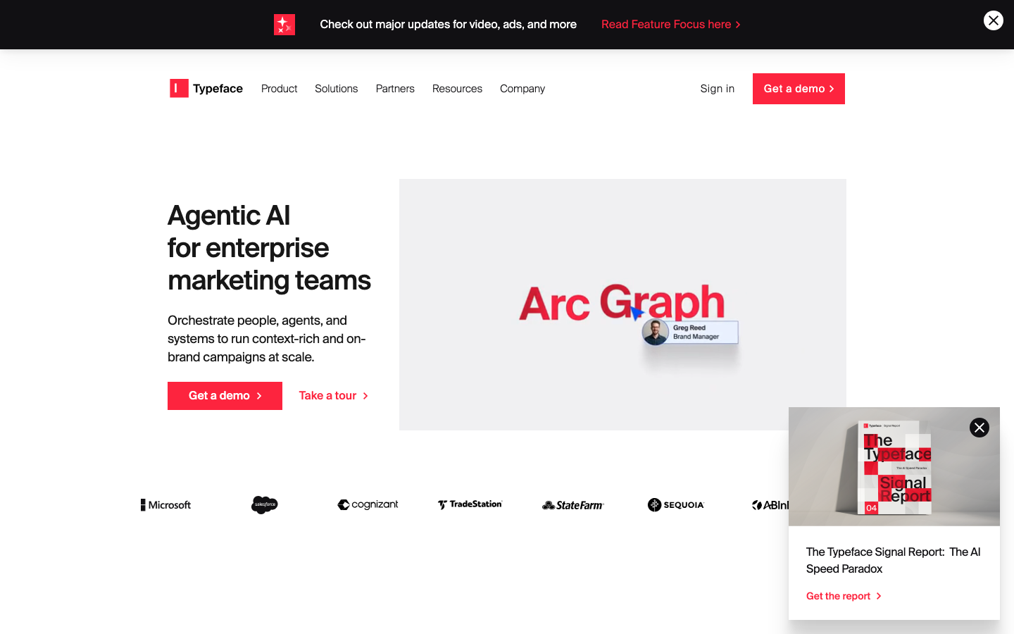 Typeface homepage showing its enterprise AI content platform