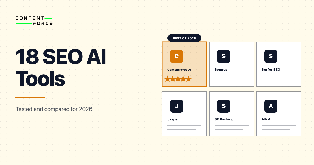 Contentforce featured image: 18 SEO AI Tools