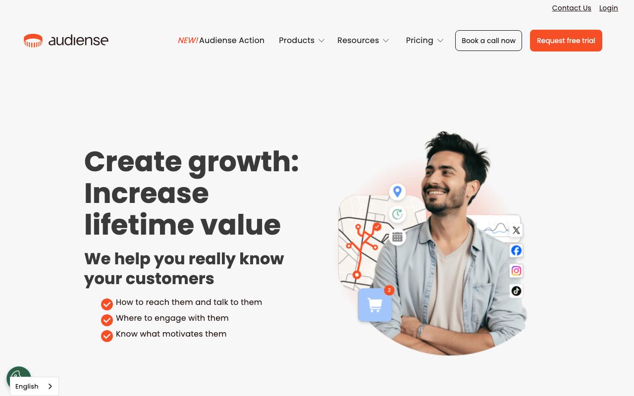 Audiense social listening platform homepage screenshot