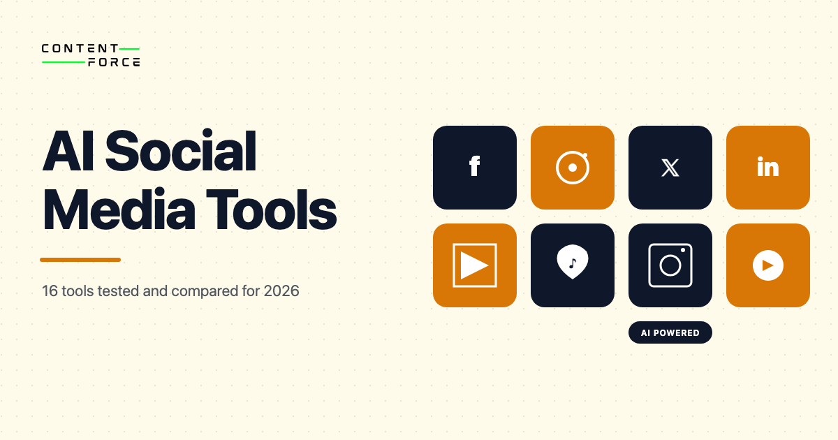 ContentForce featured image: 16 Best AI Social Media Tools [2026]