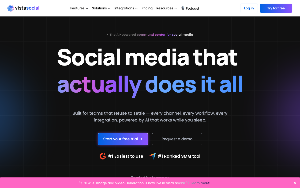 Vista Social cross-platform social media integration tool screenshot