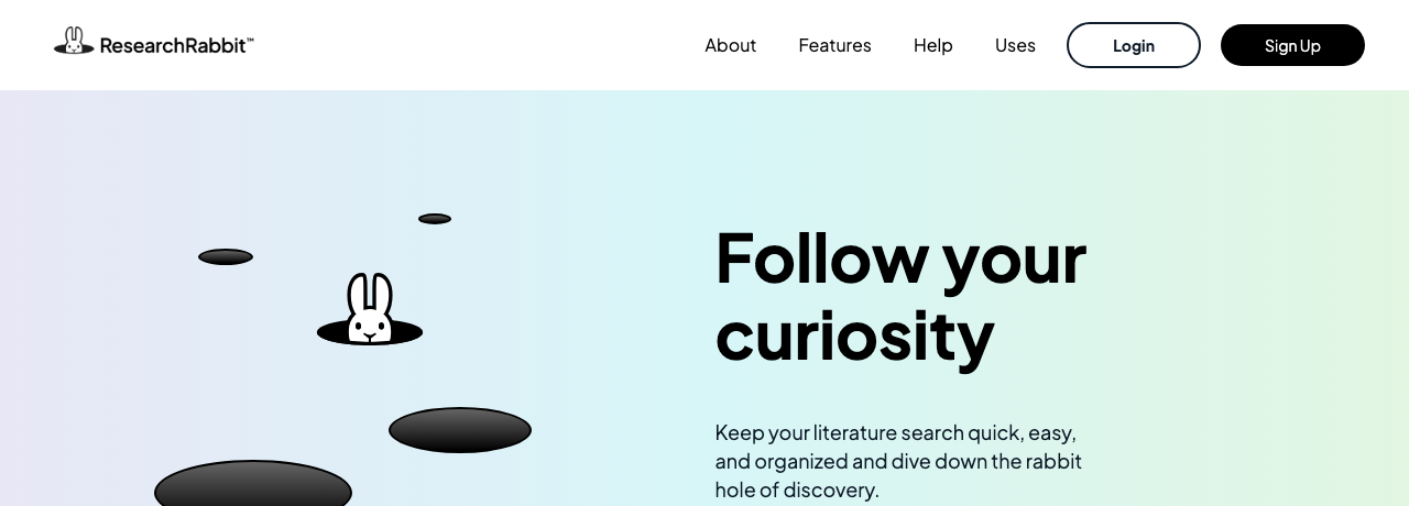 Research Rabbit homepage: Follow your curiosity