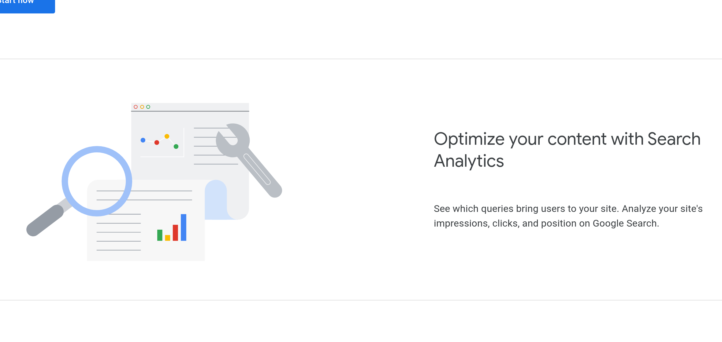 Actual screenshot of the Google Search Console product page.
