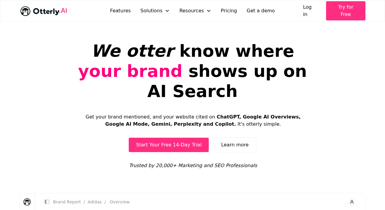 Otterly.ai homepage — We otter know where your brand shows up on AI Search