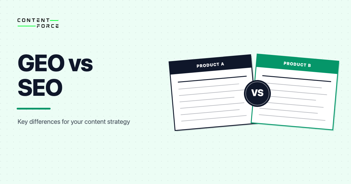 Contentforce featured image: GEO vs SEO