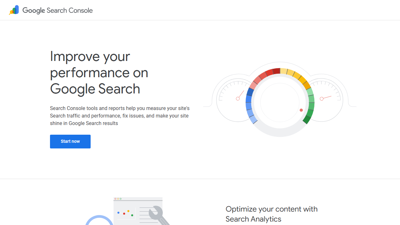 Google Search Console homepage