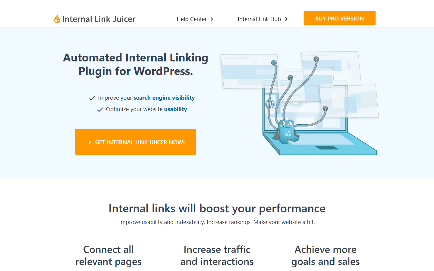 Internal Link Juicer homepage — free WordPress internal linking plugin