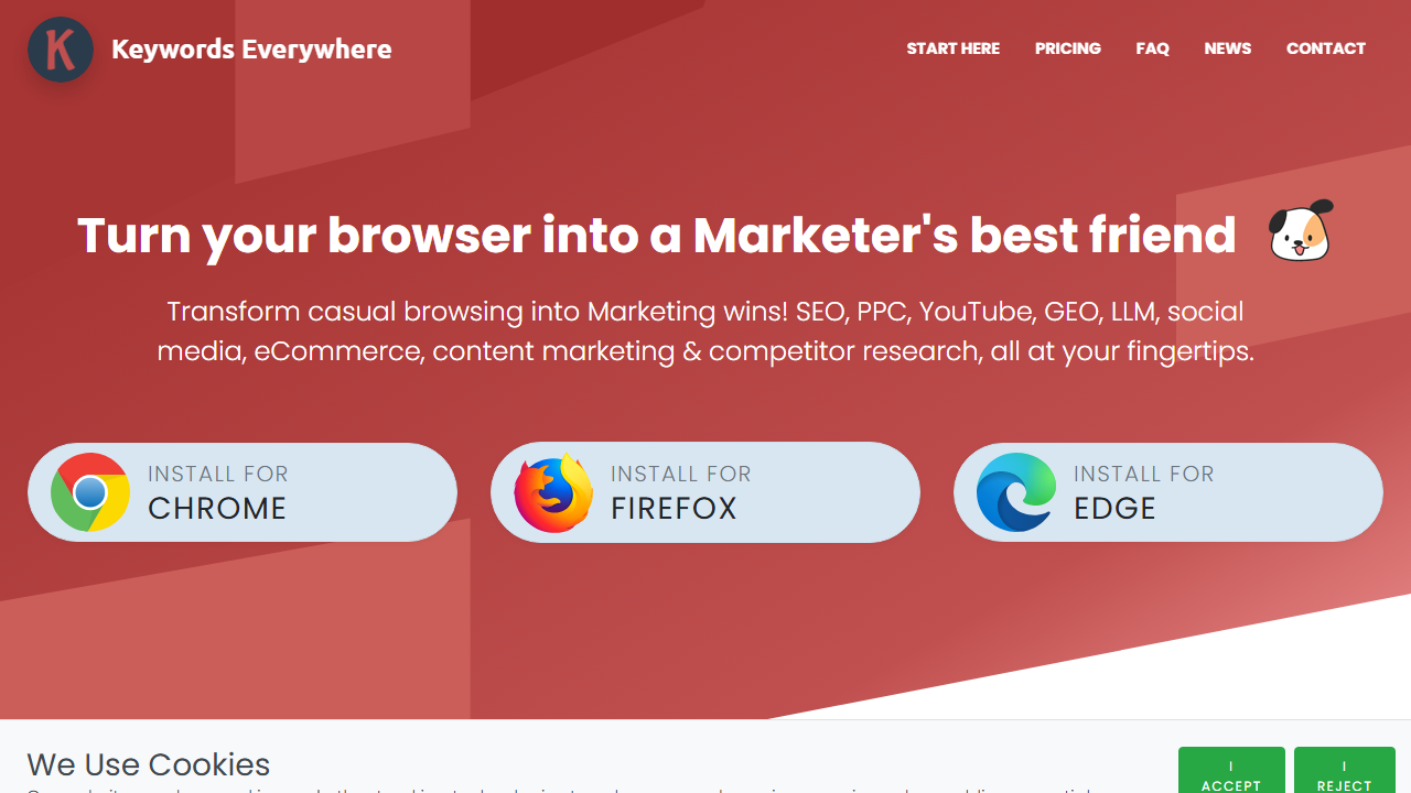 Keywords Everywhere homepage