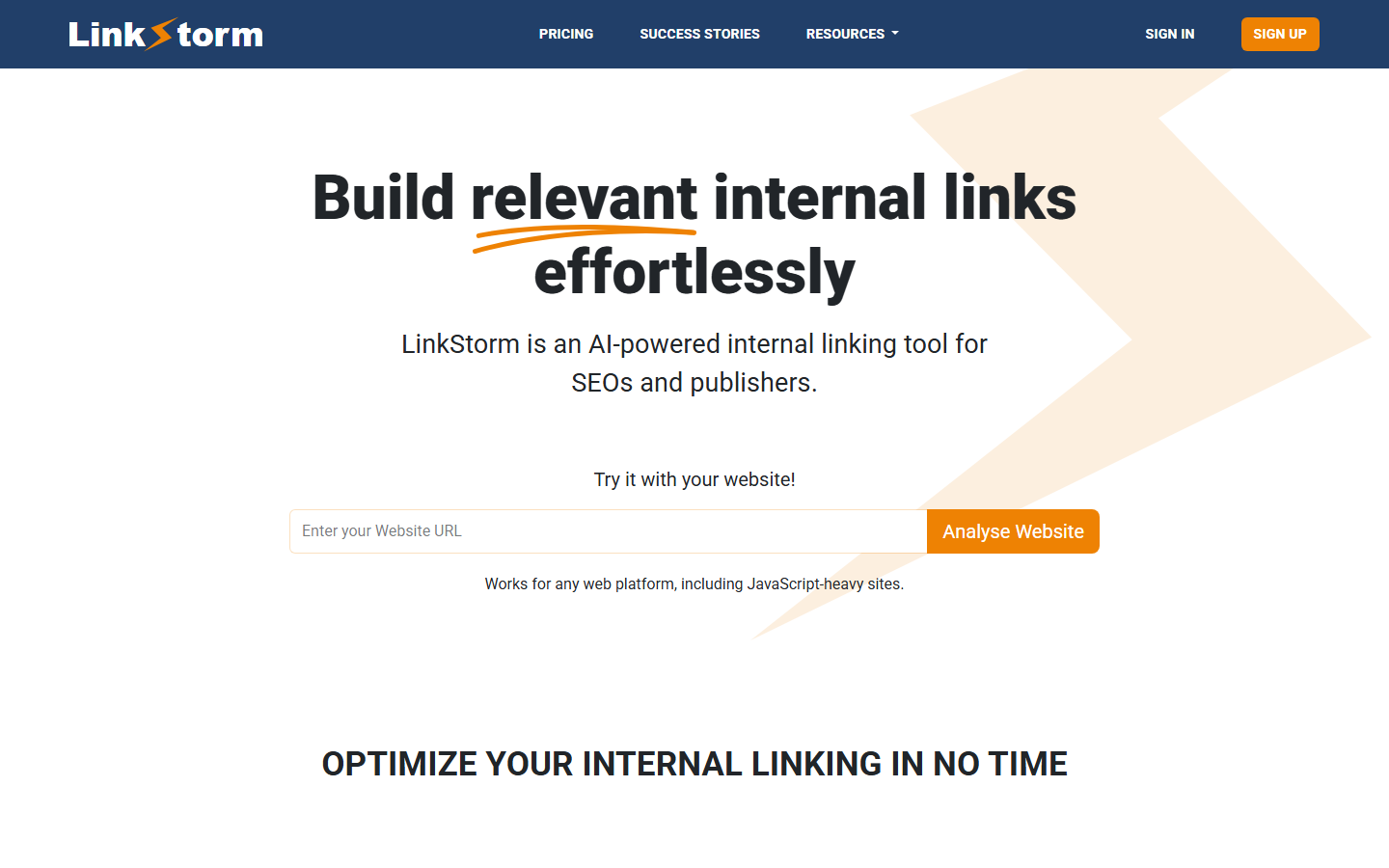 LinkStorm homepage — internal linking tool for any CMS