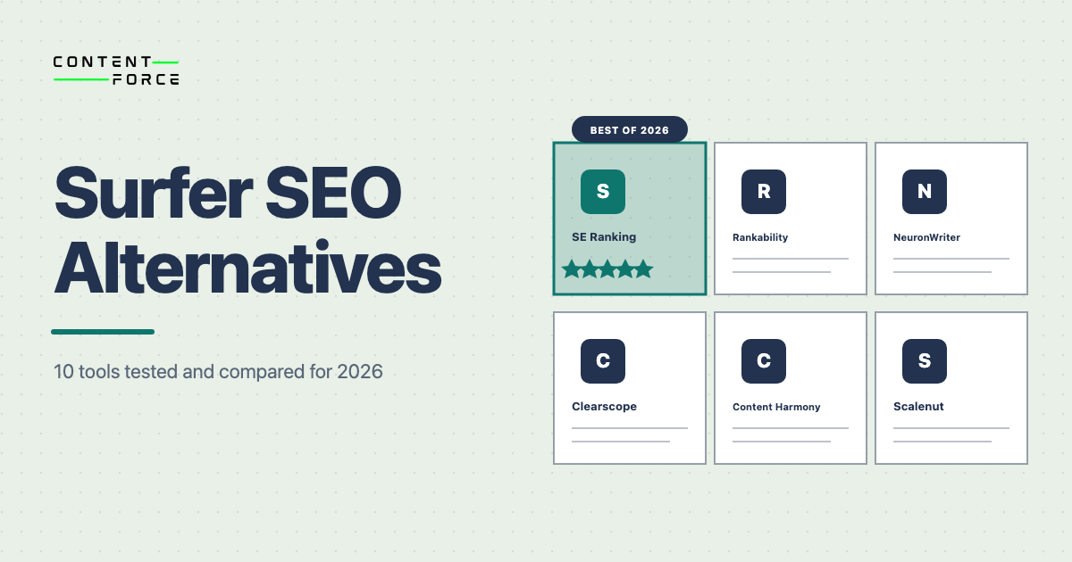 Contentforce featured image: The 10 Best Surfer SEO Alternatives in 2026
