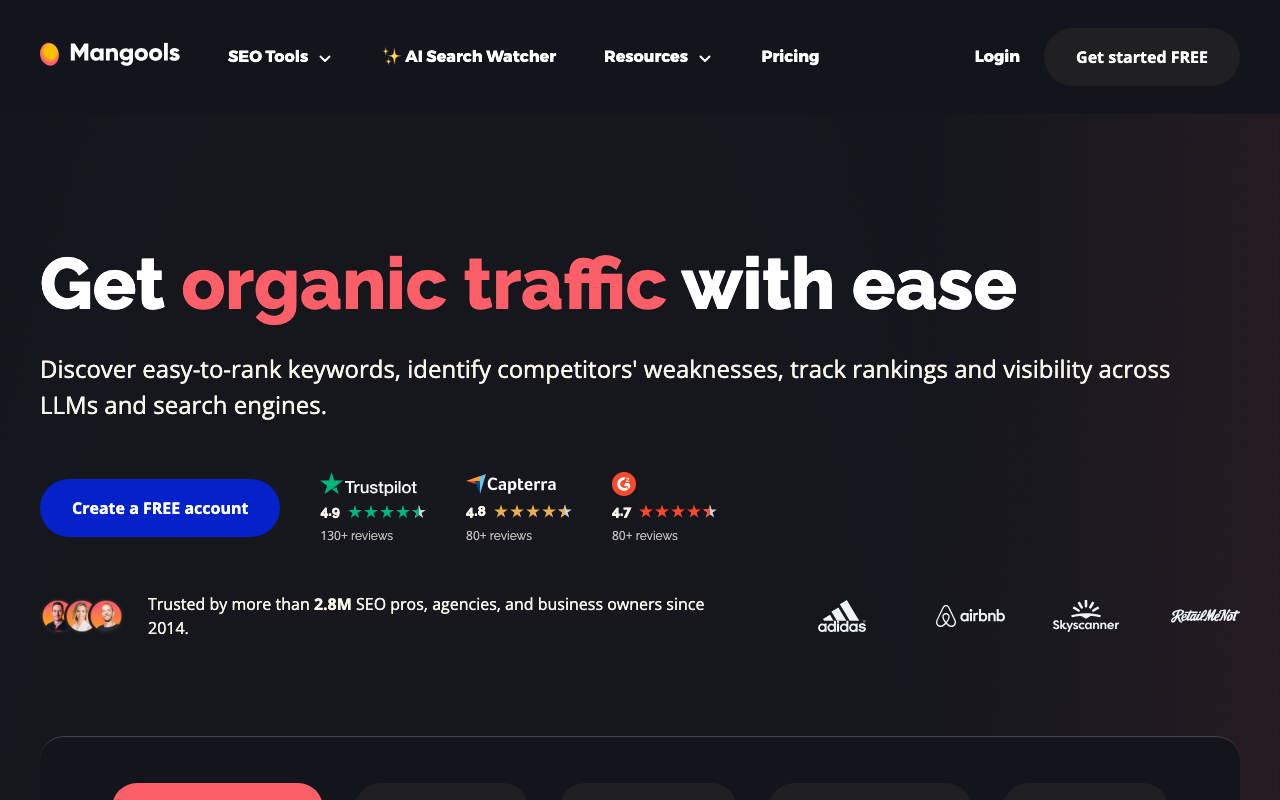 Mangools SERPWatcher rank tracker homepage