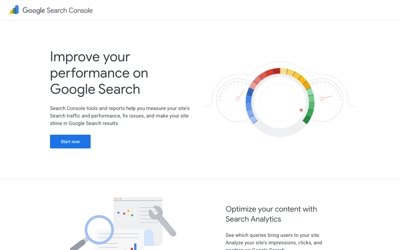 Google Search Console about page screenshot