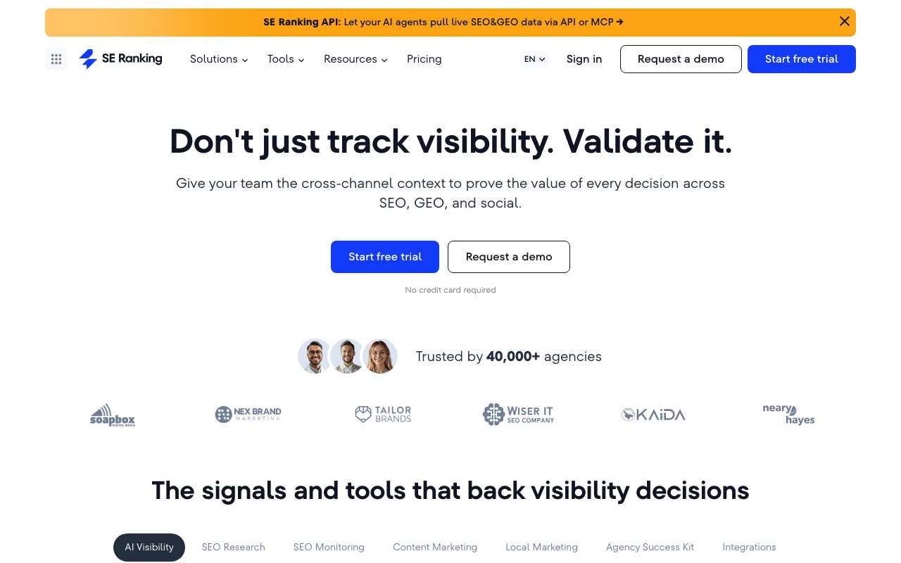 SE Ranking SEO platform screenshot