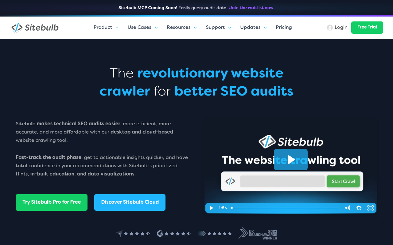 Sitebulb SEO crawler homepage screenshot