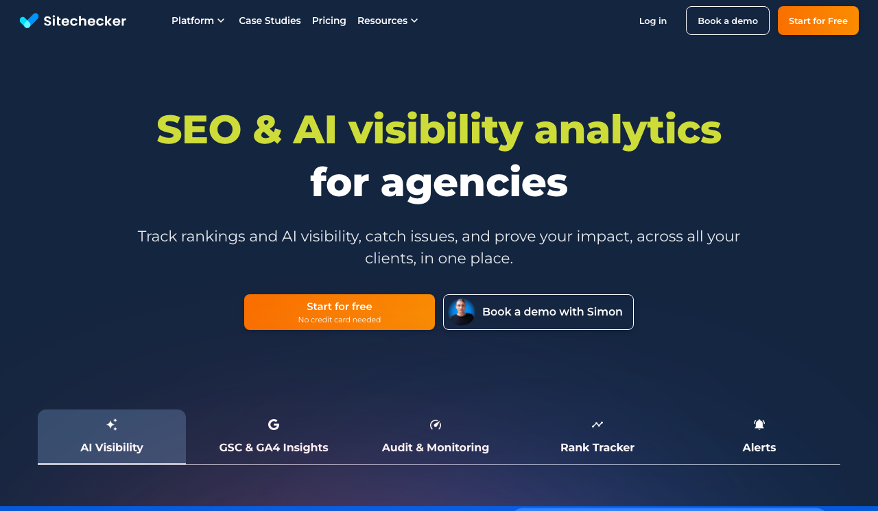 Sitechecker SEO monitoring homepage