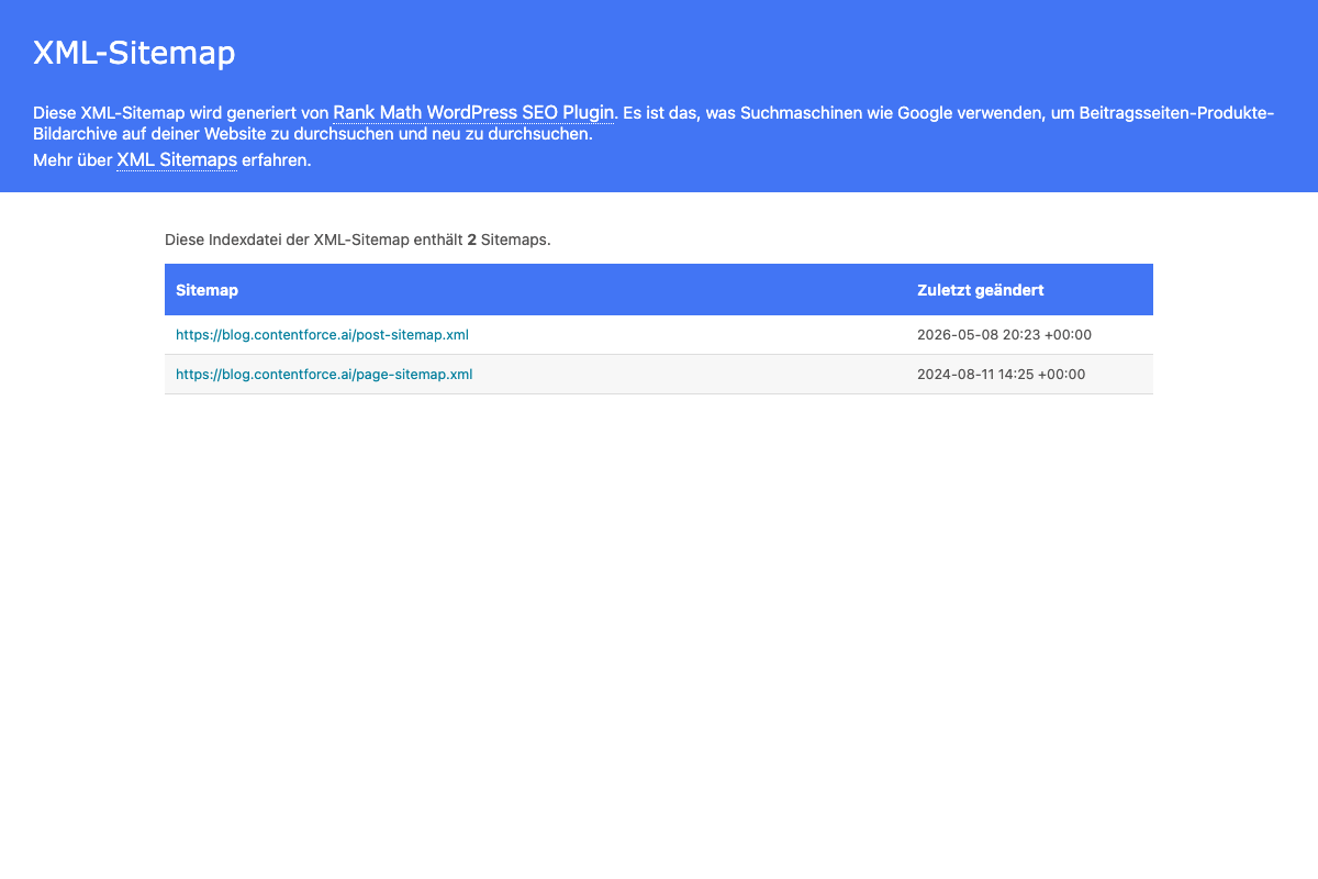 XML sitemap displayed in a browser — how Google sees your sitemap file