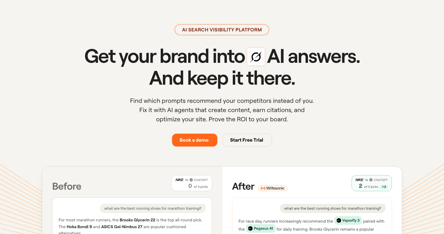 Writesonic AI Search Visibility Platform homepage 2026