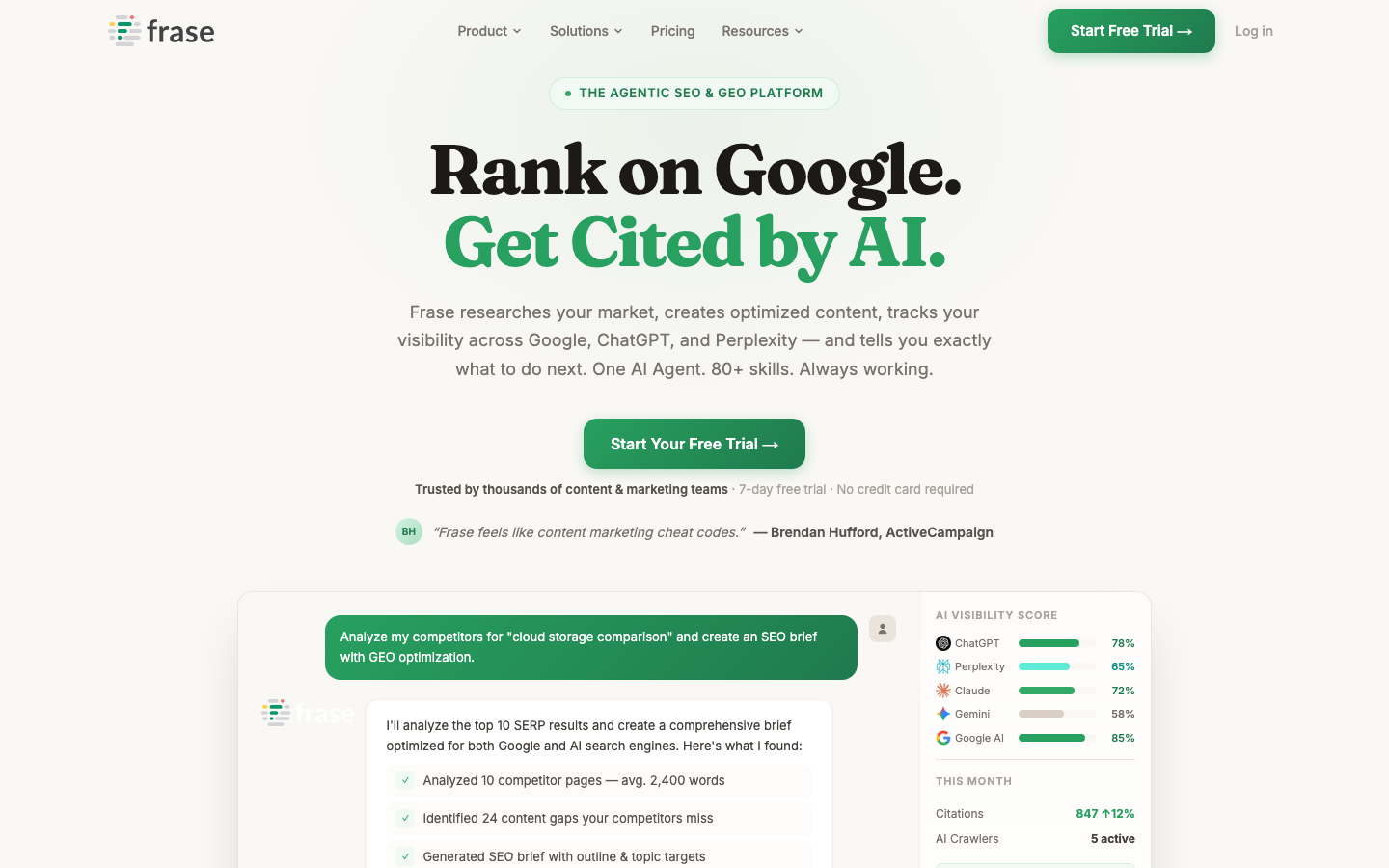 Frase homepage screenshot