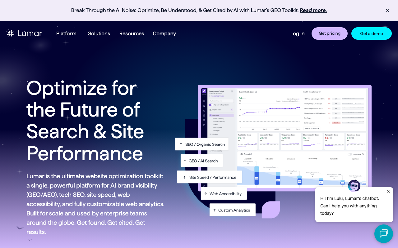 Lumar website optimization platform screenshot