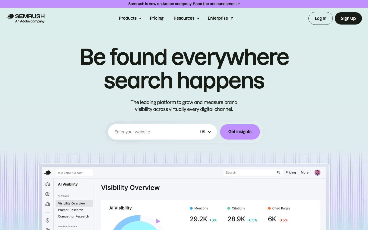 Semrush homepage screenshot