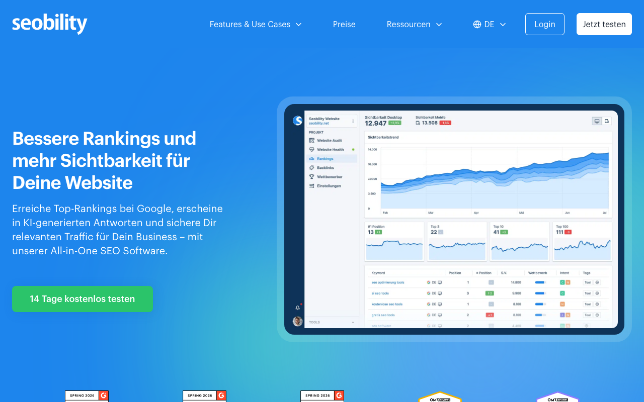 Seobility SEO tool screenshot