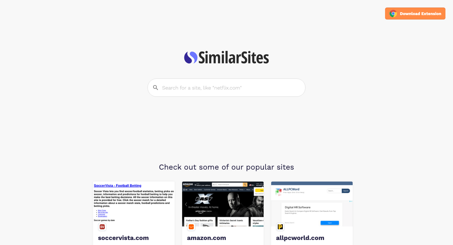 SimilarSites.com homepage, a free tool for finding similar websites