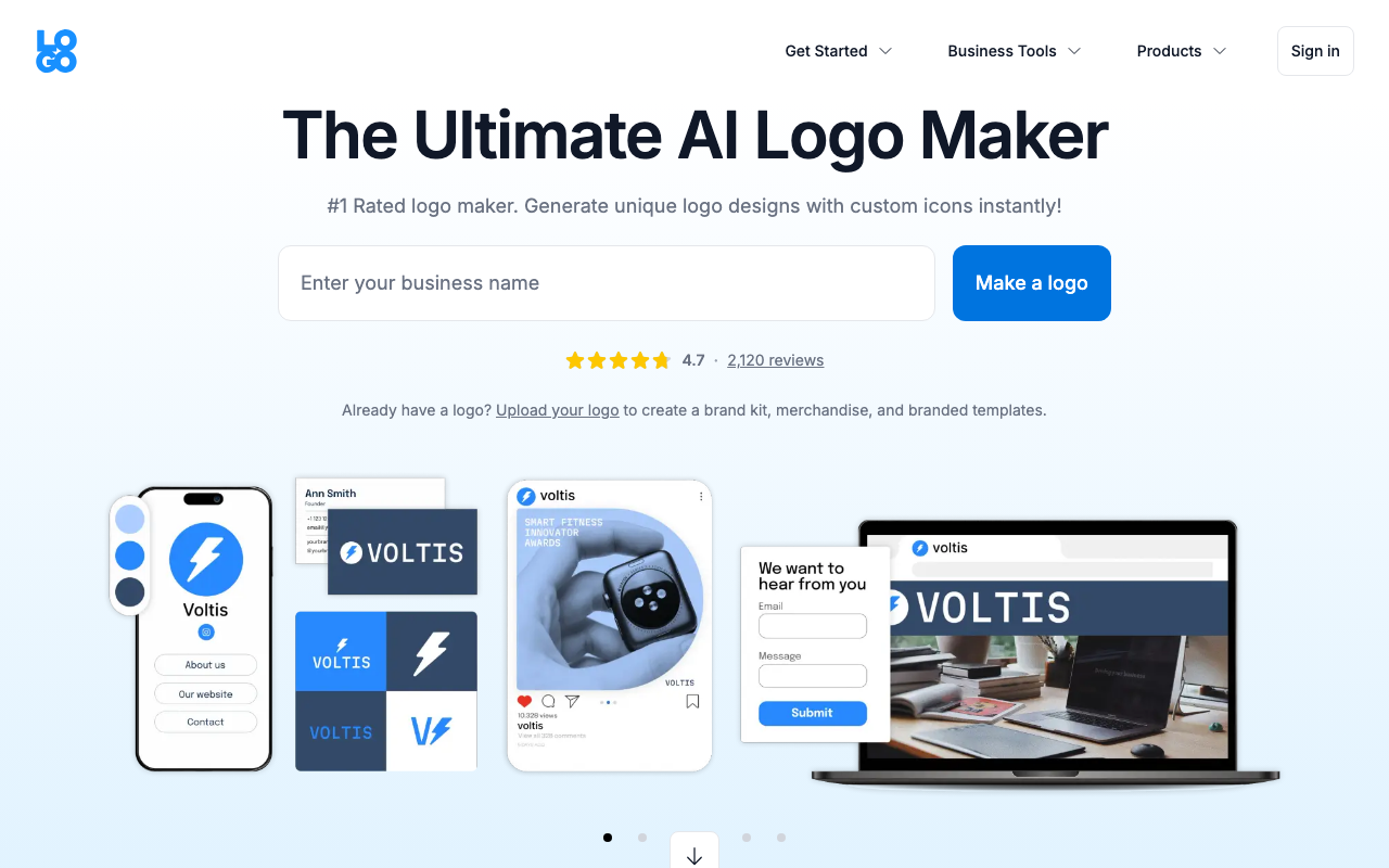 LOGO.com homepage — The Ultimate AI Logo Maker