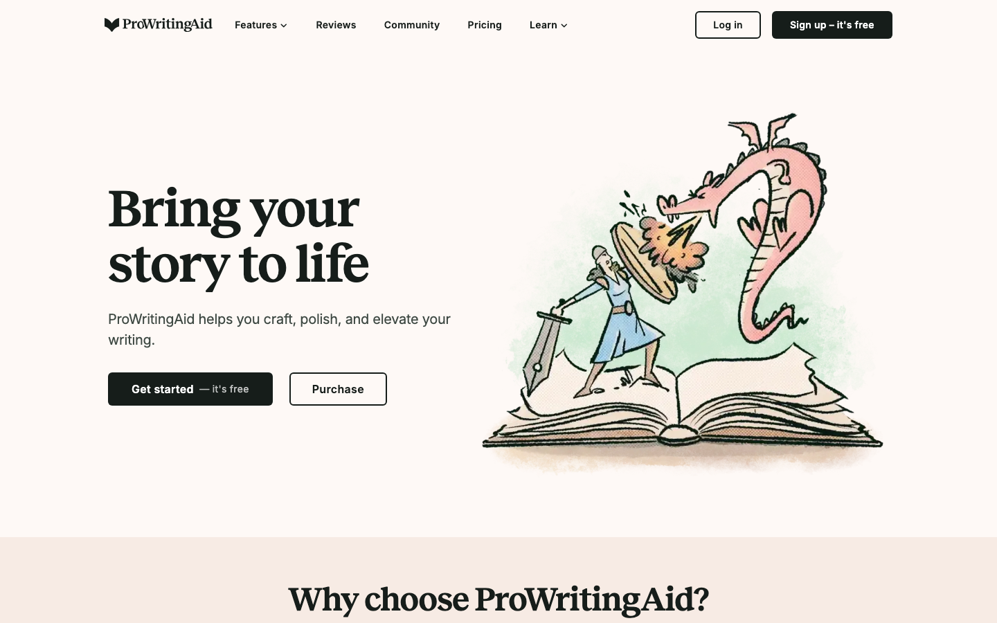 ProWritingAid homepage - a Grammarly alternative for long-form writers and authors