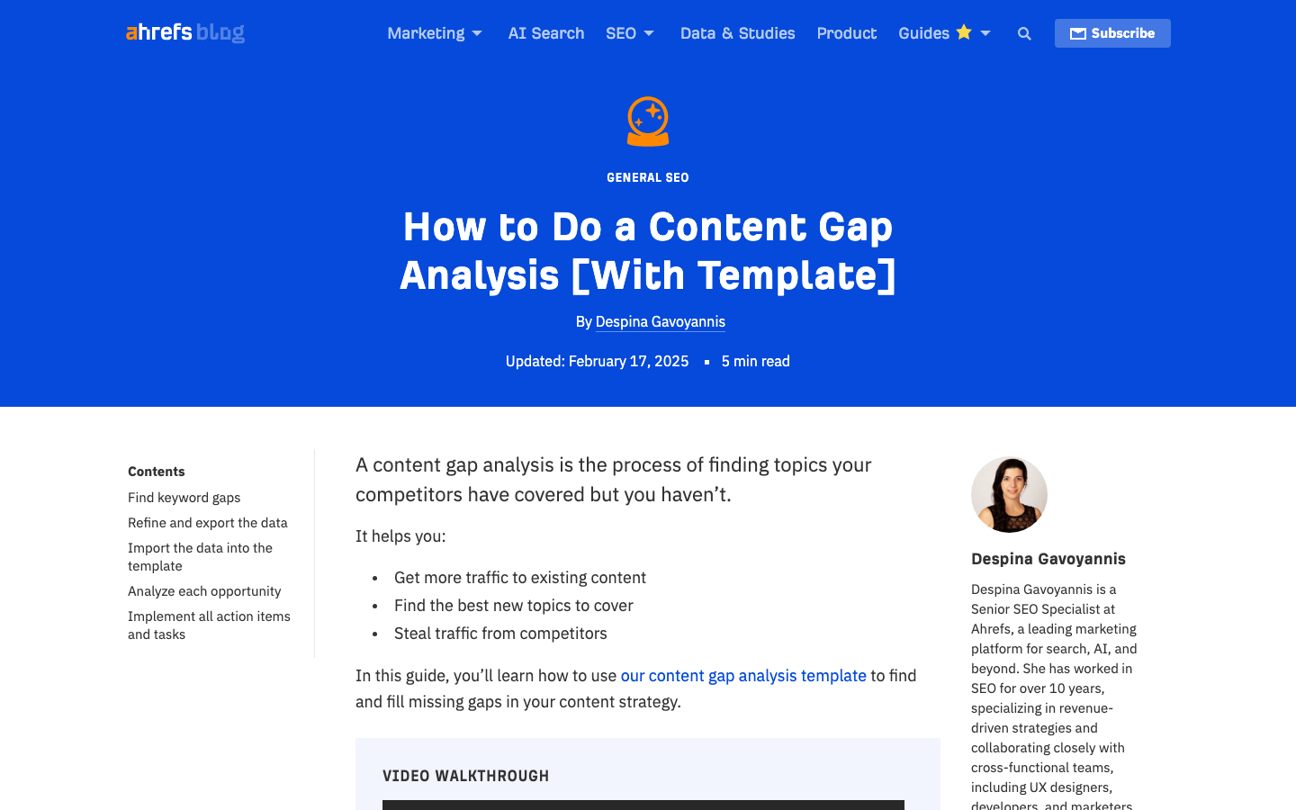 Ahrefs Blog Anleitung zur Content-Gap-Analyse als Praxisbeispiel