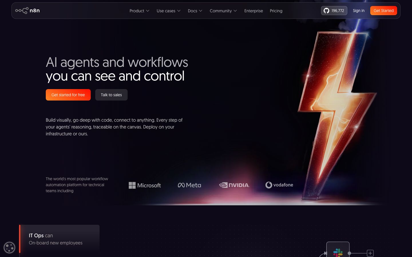 Startseite von n8n.io, einer der im Artikel verglichenen AI Workflow Tools mit Self-Hosting-Option