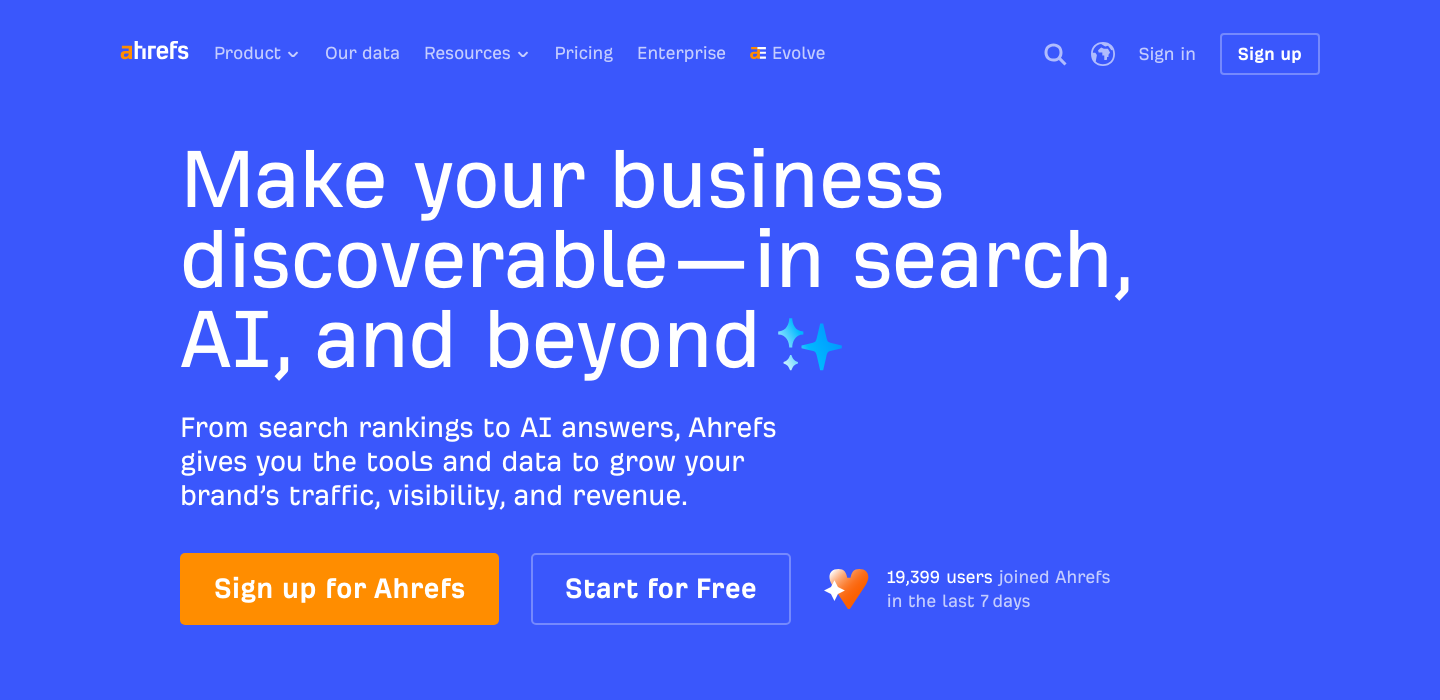 Ahrefs Startseite