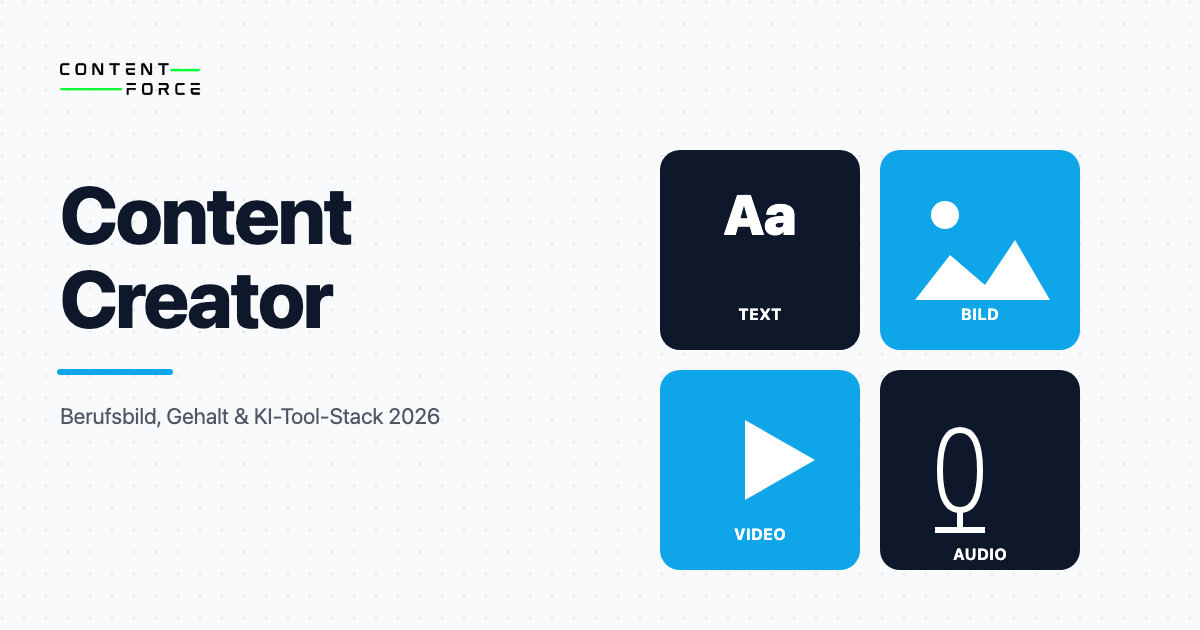 Content Creator Featured Image: Content, Berufsbild, Gehalt und KI-Tool-Stack 2026