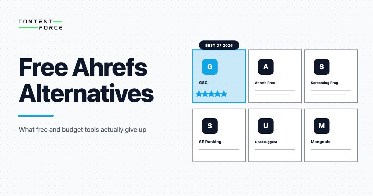 Contentforce featured image: Free Ahrefs Alternatives, What You Actually Lose