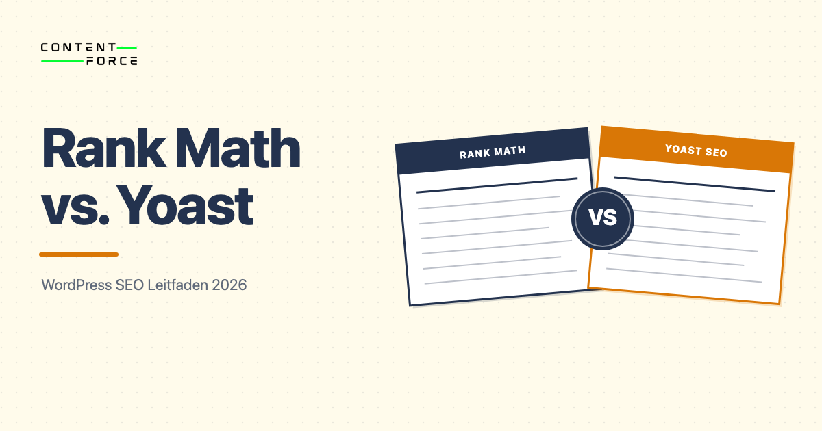 Contentforce featured image: WordPress SEO Rank Math vs Yoast