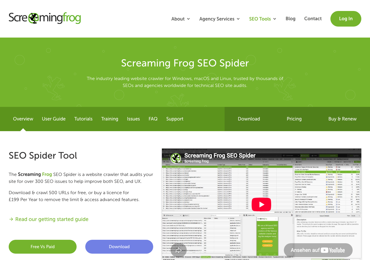 Screaming Frog SEO Spider desktop crawl interface