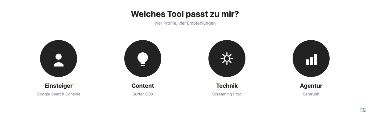 SEO-Tool-Auswahl nach Anwendungsfall: Einsteiger, Content, Technik und Agentur