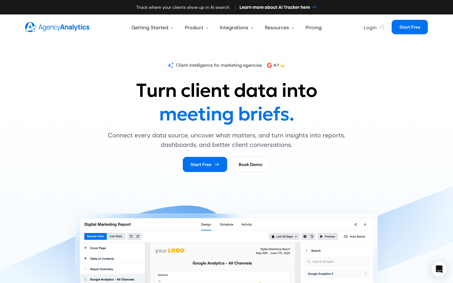AgencyAnalytics homepage screenshot