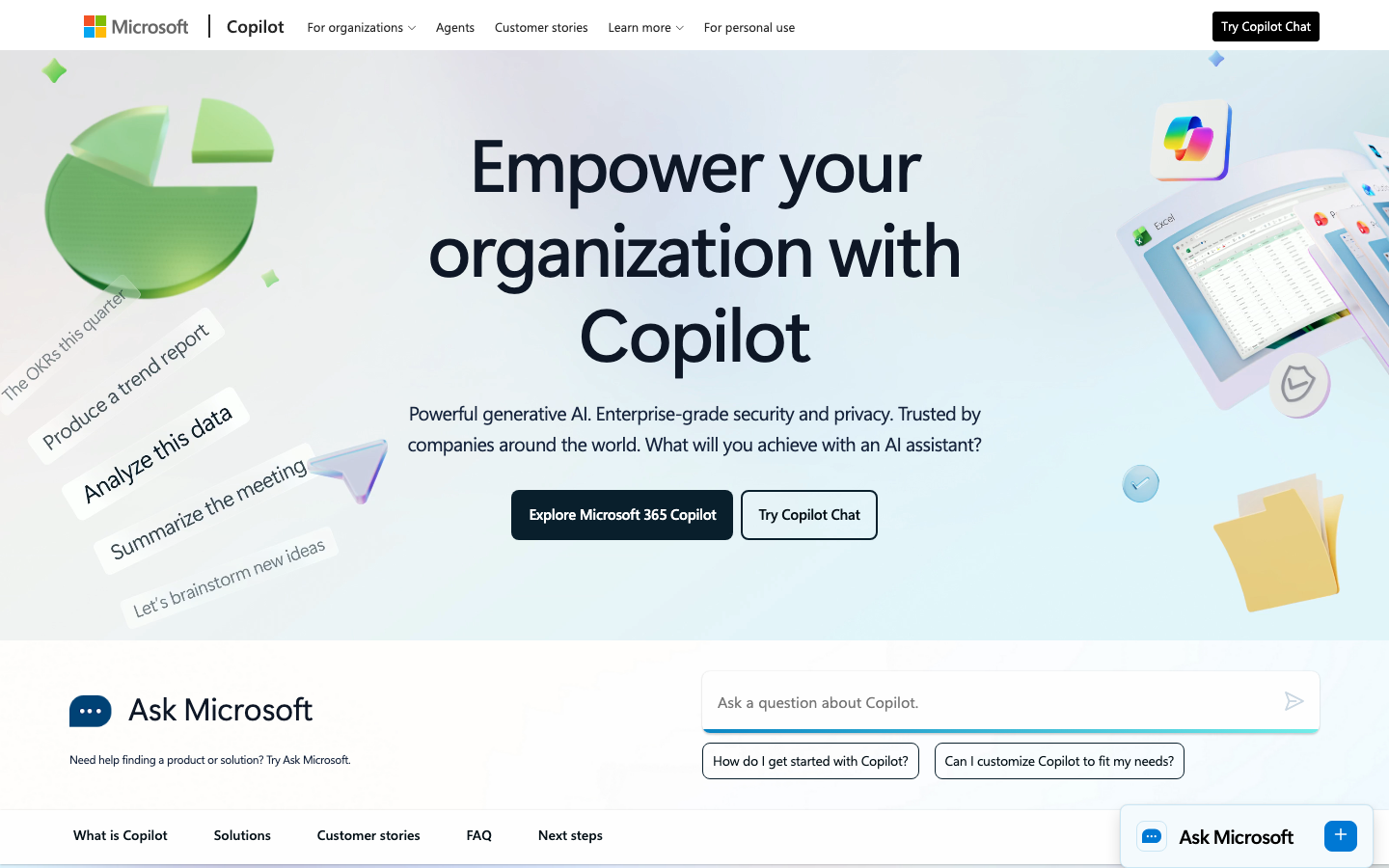 Microsoft Copilot product page screenshot
