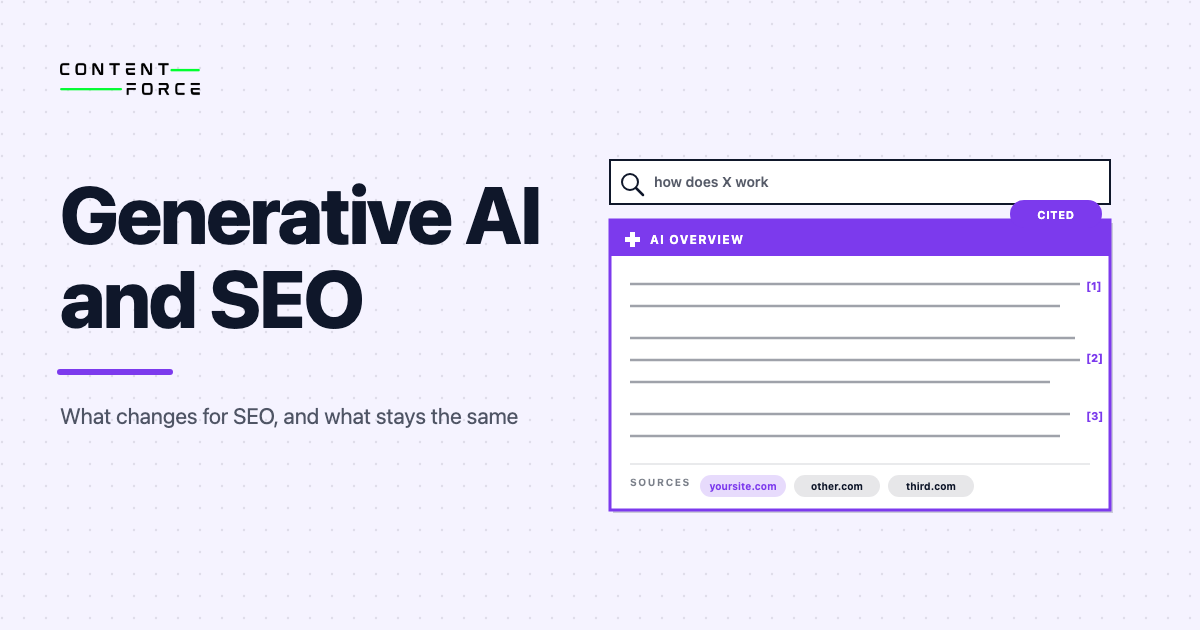 Contentforce featured image: Generative AI and SEO, what changes and what stays the same