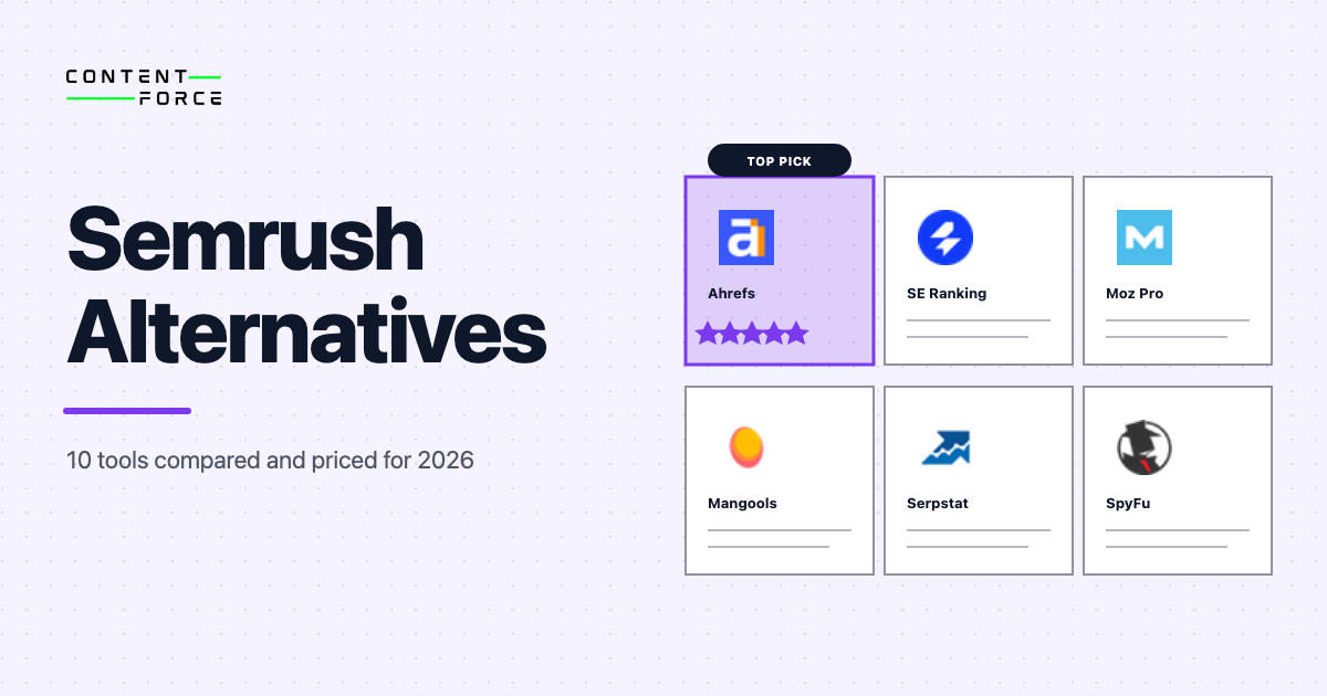 Contentforce featured image: Semrush Alternatives 2026, 10 Tools Compared