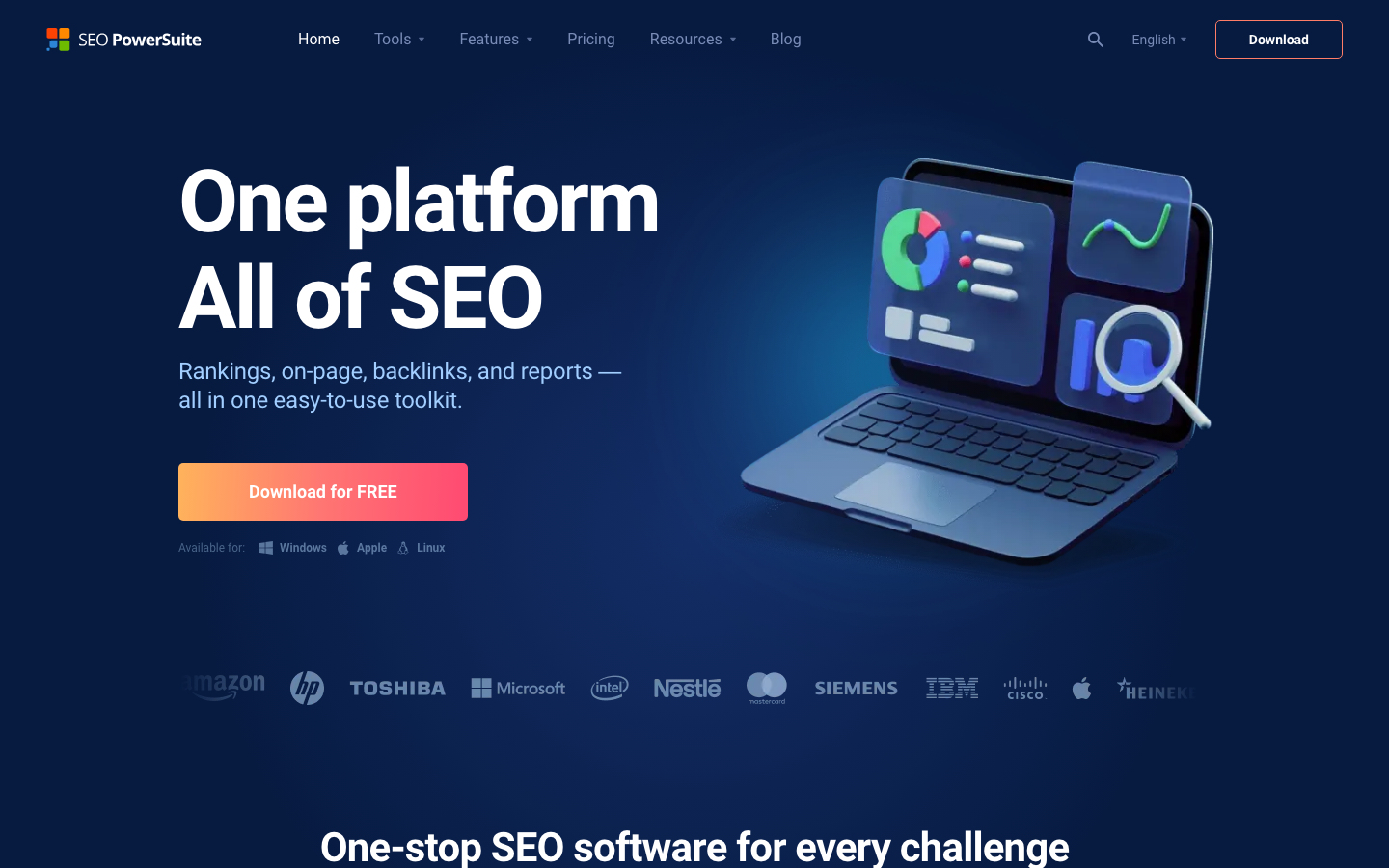 SEO PowerSuite homepage screenshot